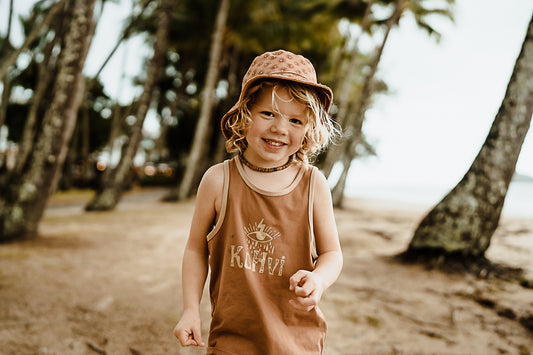 Summer Retro Tank Singlet for boys aged 1-10. Perfect for Beach Loving Kids and Skater Boys.